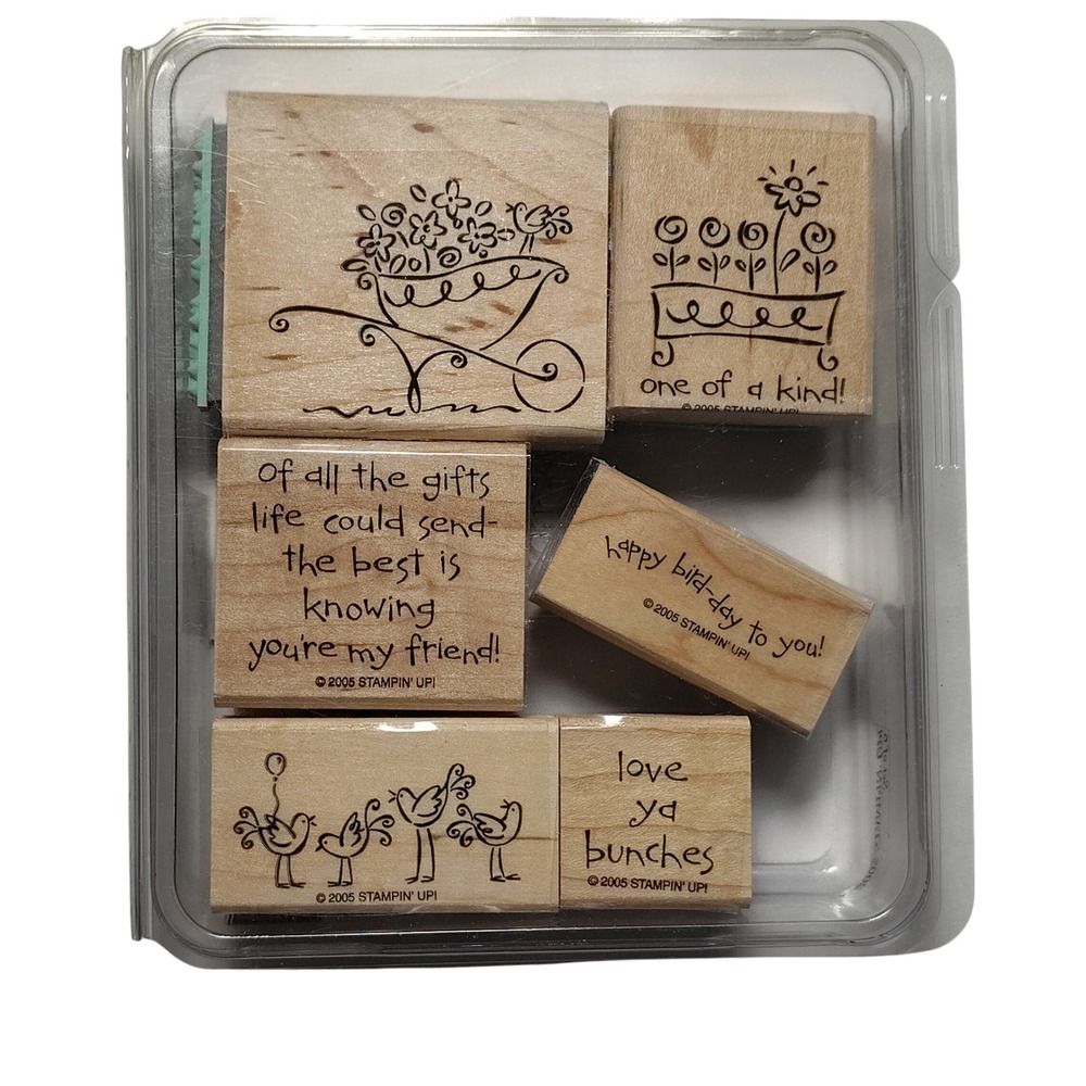 Vintage Stampin Up Wood Mount Stamps Love Ya‎ Bundles Retired  2005  crafting